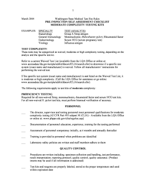 Washington State Medical Test Site Rules
