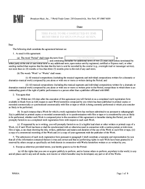 BMI Music Composition Agreement