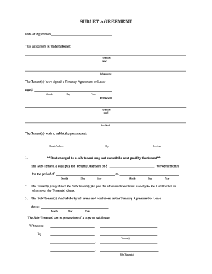 Sublet Agreement