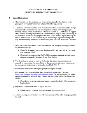 Motion to Reinstate Automatic Stay