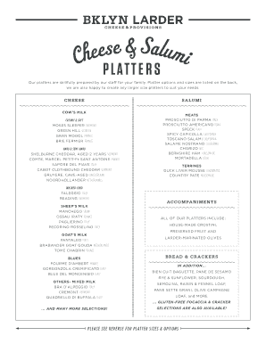 Cheese and Salumi Platter Order Form