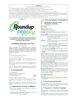 Roundup Pro Dry Label - transportation ky