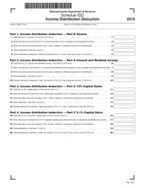 Massachusetts Income Distribution Deduction Form 2016