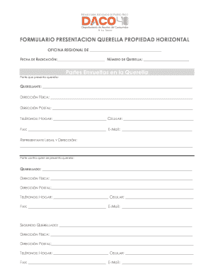 FORMULARIO PRESENTACION QUERELLA PROPIEDAD HORIZONTAL