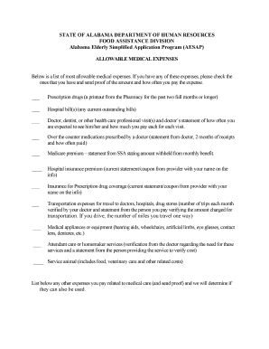 Alabama Elderly Simplified Application Program Medical Expenses