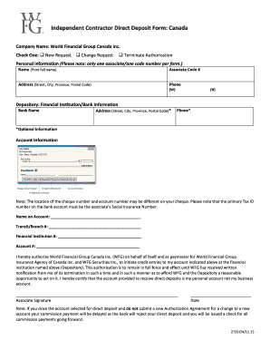 Independent Contractor Direct Deposit Form
