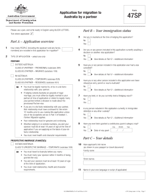 Australia Partner Visa Application Form 47SP