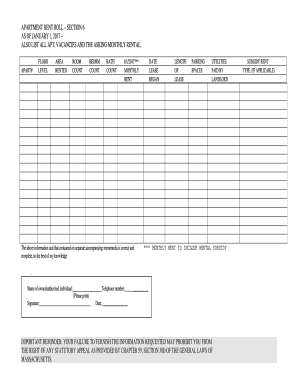 Apartment Rent Roll Form