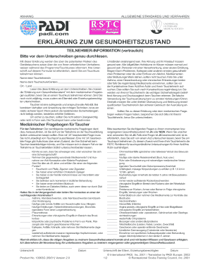 Erklärung zum Gesundheitszustand