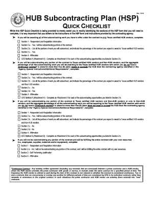 Texas HUB Subcontracting Plan Form