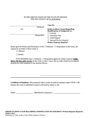 Order to Show Cause Regarding Modification of Judgment