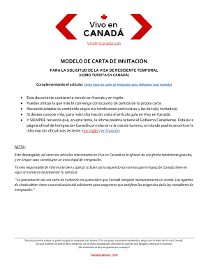 Modelo de carta de invitación para solicitantes de visa canadiense de turismo