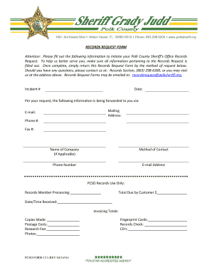 Polk County Sheriff's Office Records Request Form