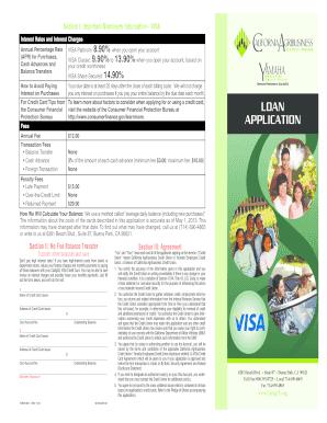 California Agribusiness Credit Union VISA Credit Card Application