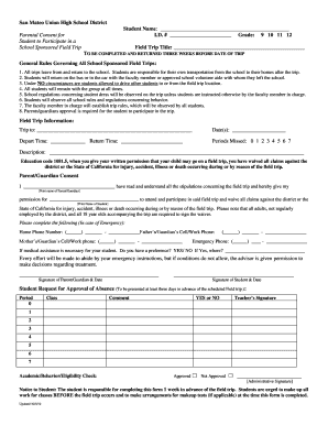 Parental Consent for School Field Trip