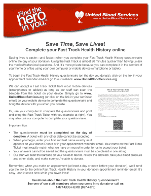 Fast Track Health History Questionnaire