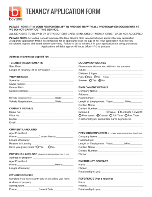 Tenancy Application Form