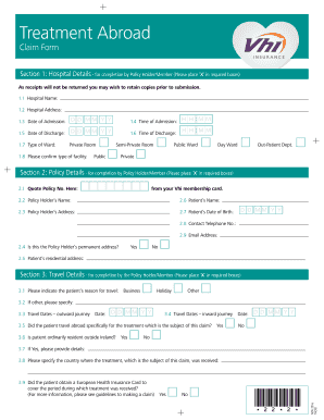 Vhi Treatment Abroad Claim Form