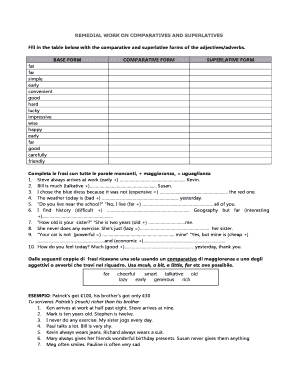 REMEDIAL WORK ON COMPARATIVES AND SUPERLATIVES