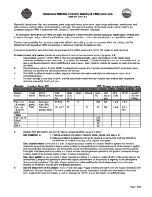 Hazardous Materials Inventory Statement Form
