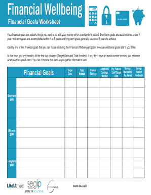 Financial Goals Worksheet