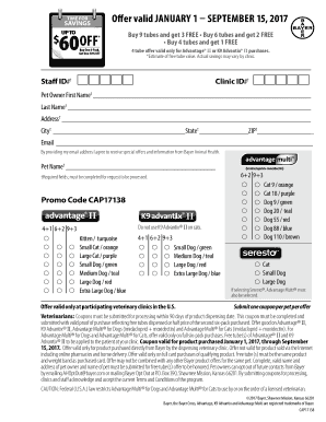 Bayer Pet Medication Promotion Form