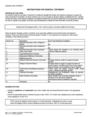 General Testimony Form Instructions