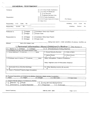 General Testimony Form