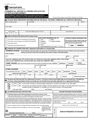 Pennsylvania Commercial Driver's License Application