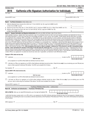 2016 Form 8879 -- California e-file Signature Authorization for ... - ftb ca