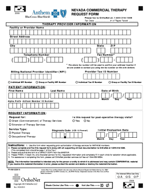 Nevada Commercial Therapy Request Form