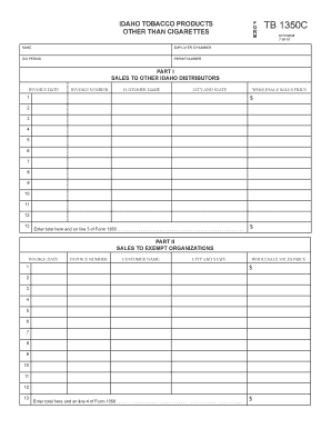 Idaho Tobacco Products Tax Form 1350C