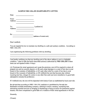 Nevada Habitability Notice to Landlord