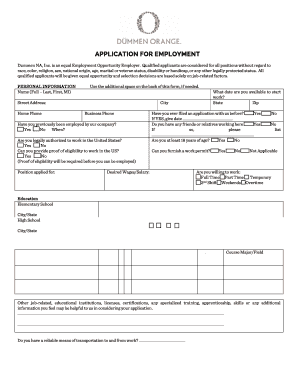 Employment Application Form