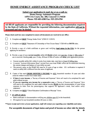 California Home Energy Assistance Program Checklist