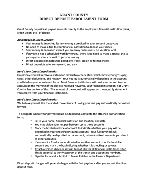 Grant County Direct Deposit Enrollment Form