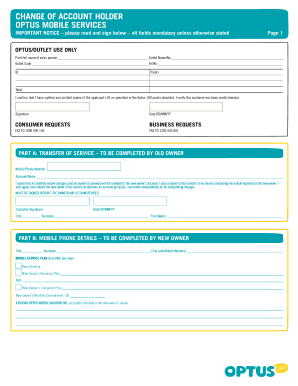 Optus Mobile Account Transfer Form