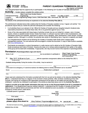 Girl Guides of Canada Permission Form