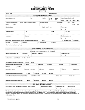 Cucamonga Counseling Registration Form