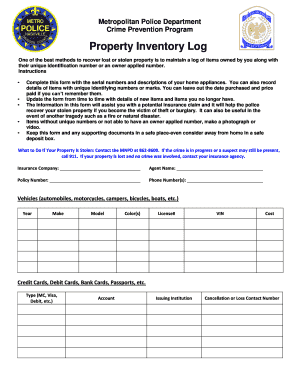 Property Inventory Log