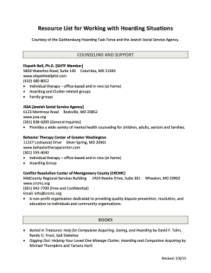 Resource List for Working with Hoarding Situations - Gaithersburg - gaithersburgmd