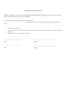 Florida No Brokerage Relationship Notice