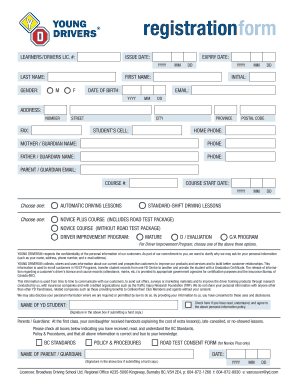 Driver's License Registration Form