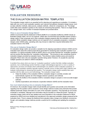 Evaluation Design Matrix Template