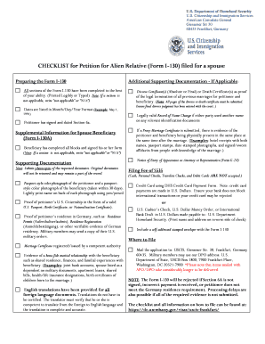 Form I-130 Checklist for Spouse Petition