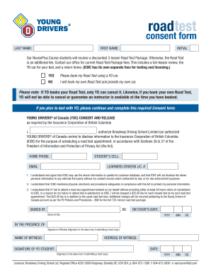 Road Test Consent Form