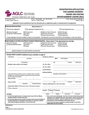 Alberta Gaming Worker Registration Application