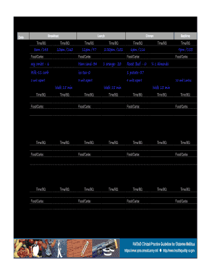Blood Glucose and Meal Log