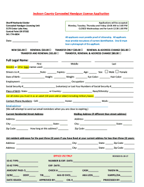 Jackson County Concealed Handgun License Application