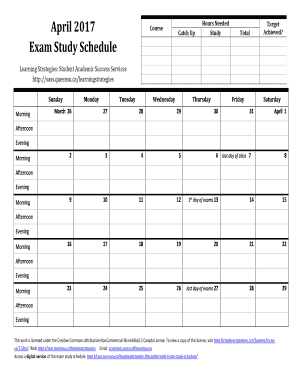 Fillable Online Exam Study Schedule Fax Email Print - pdfFiller